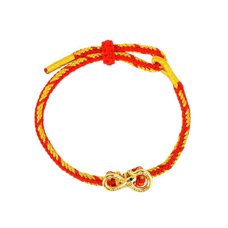 Pulsera trenzada con tira de Möbius y Buddha Stones con hilo rojo y el año de la serpiente
