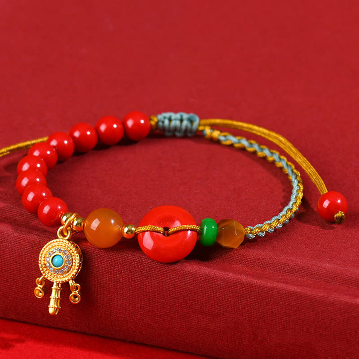 Pulsera con bendición de la paz con hilo de cinabrio y Buddha Stones