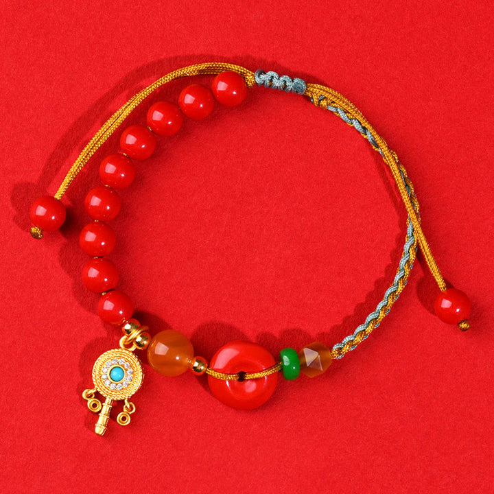 Pulsera con bendición de la paz con hilo de cinabrio y Buddha Stones