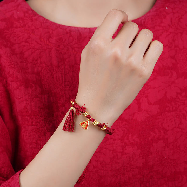 Pulsera de protección con borlas de flores y Buddha Stones de la diosa de la riqueza tibetana Zakiram