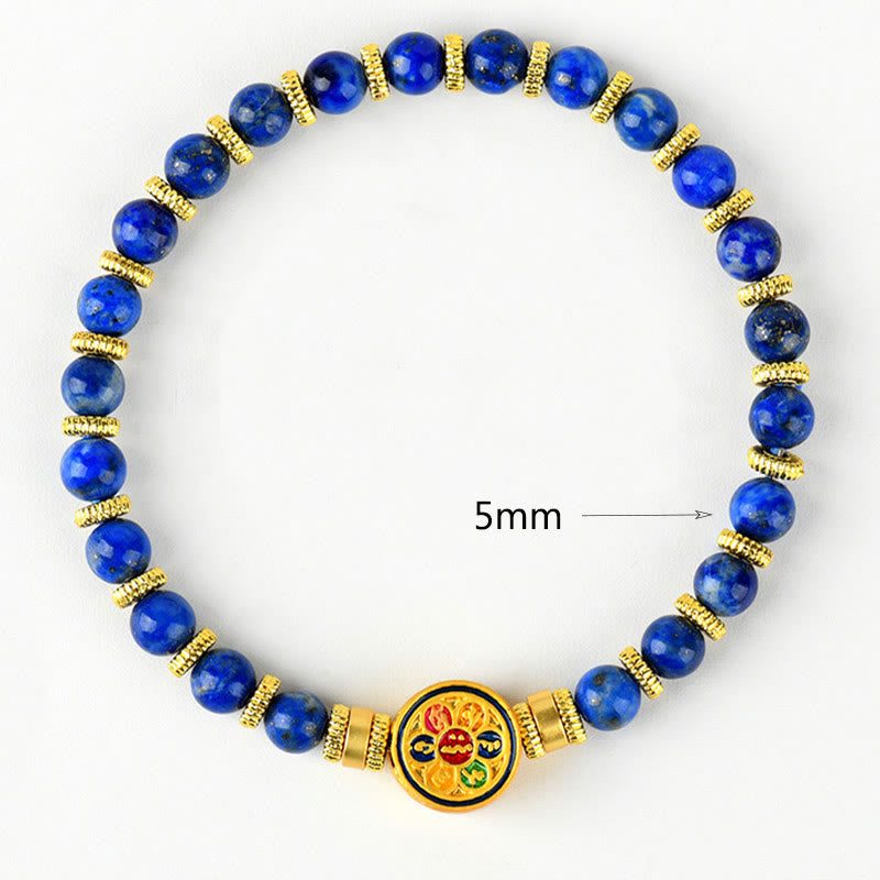 Pulsera de equilibrio de cuentas Om Mani Padme Hum de lazurita natural con Buddha Stones