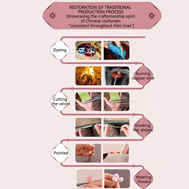 Broche de hojas de bambú verde de seda morera con flores de terciopelo hechas a mano con Buddha Stones