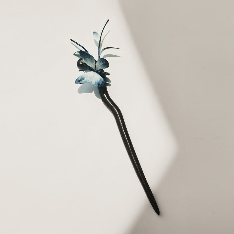 Broche de mariposa de seda morera con flores de terciopelo hechas a mano con Buddha Stones