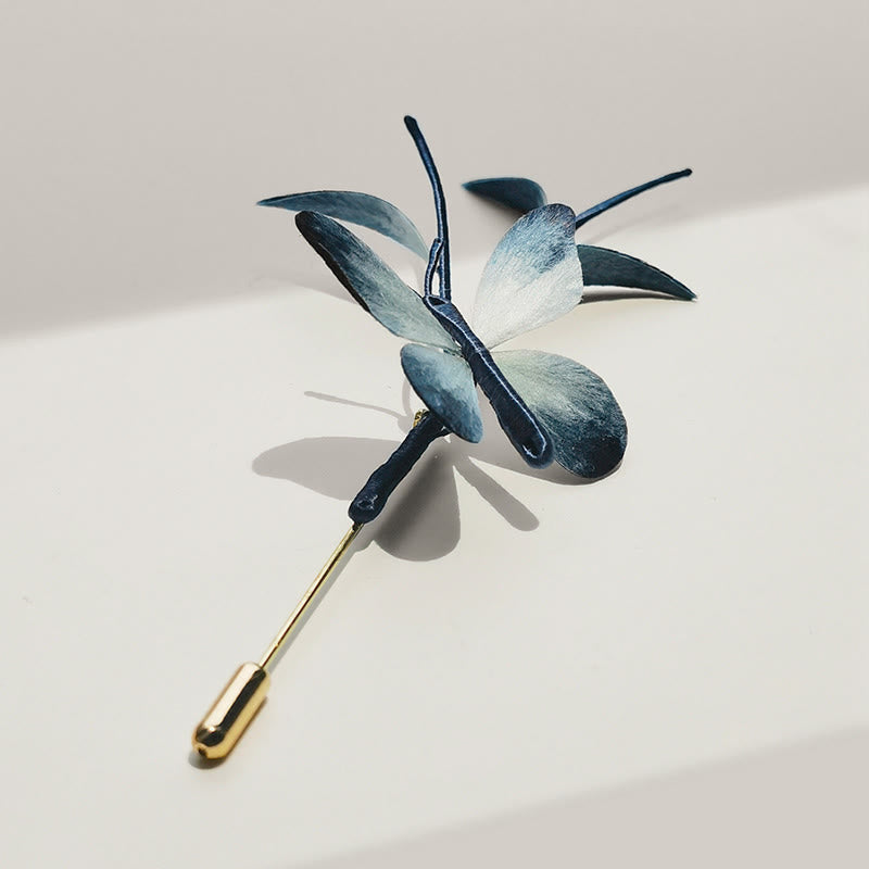 Broche de mariposa de seda morera con flores de terciopelo hechas a mano con Buddha Stones