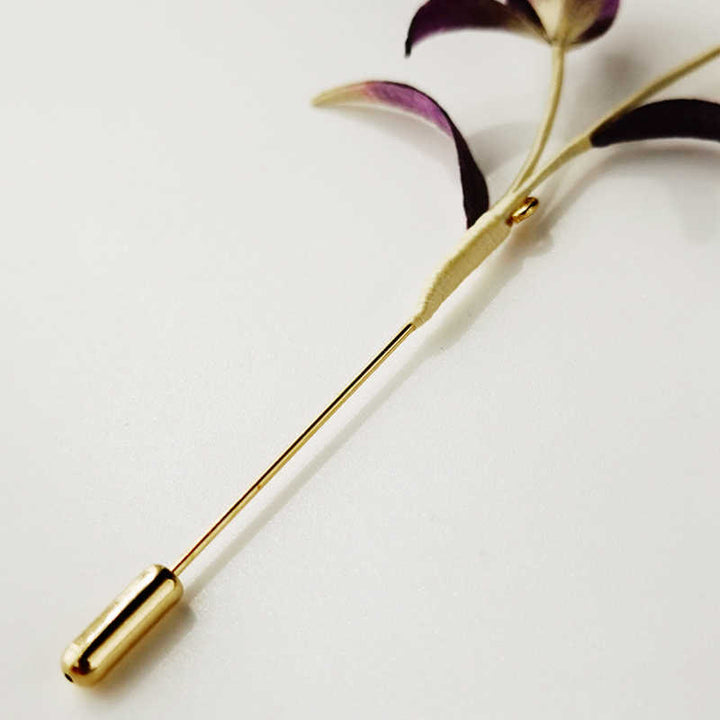 Broche de orquídea de seda morera con flores de terciopelo hechas a mano con Buddha Stones