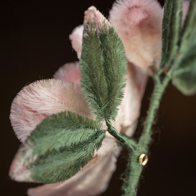 Broche de seda de morera con flor de durazno y terciopelo de Yangzhou hecho a mano con Buddha Stones
