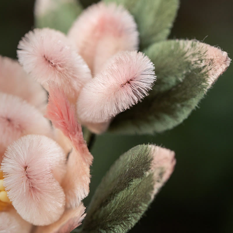 Broche de seda de morera con flor de durazno y terciopelo de Yangzhou hecho a mano con Buddha Stones