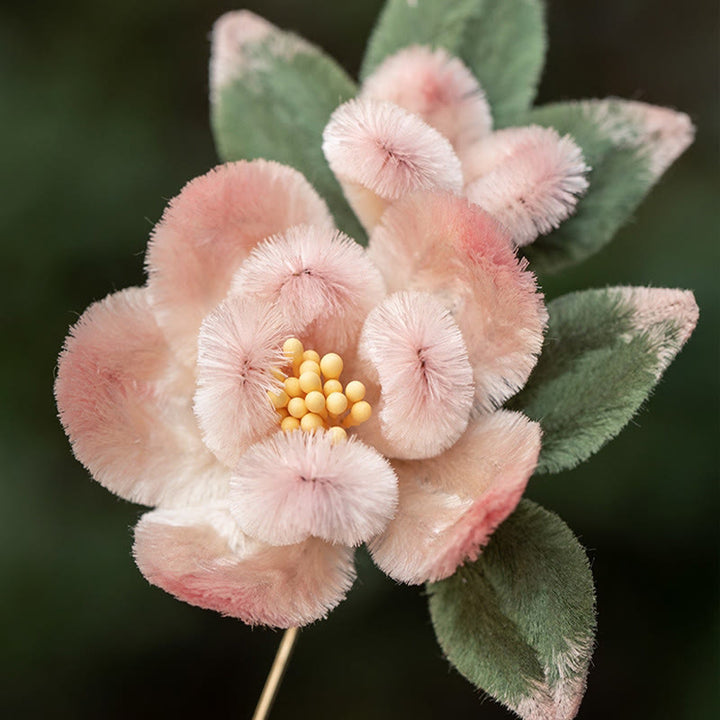 Broche de seda de morera con flor de durazno y terciopelo de Yangzhou hecho a mano con Buddha Stones
