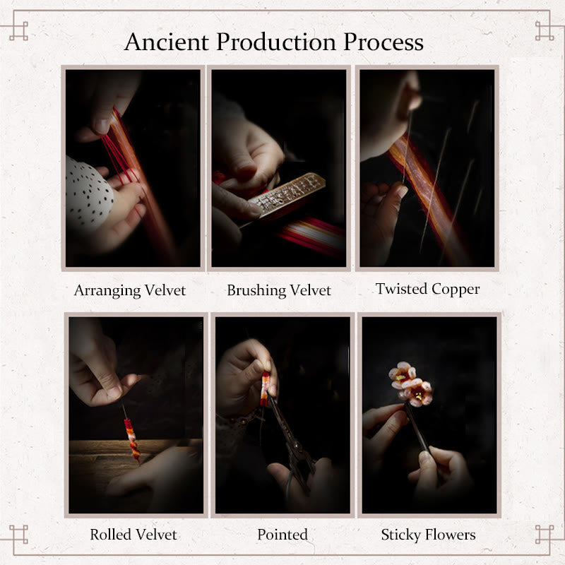 Broche de seda de morera con flor de durazno y terciopelo de Yangzhou hecho a mano con Buddha Stones