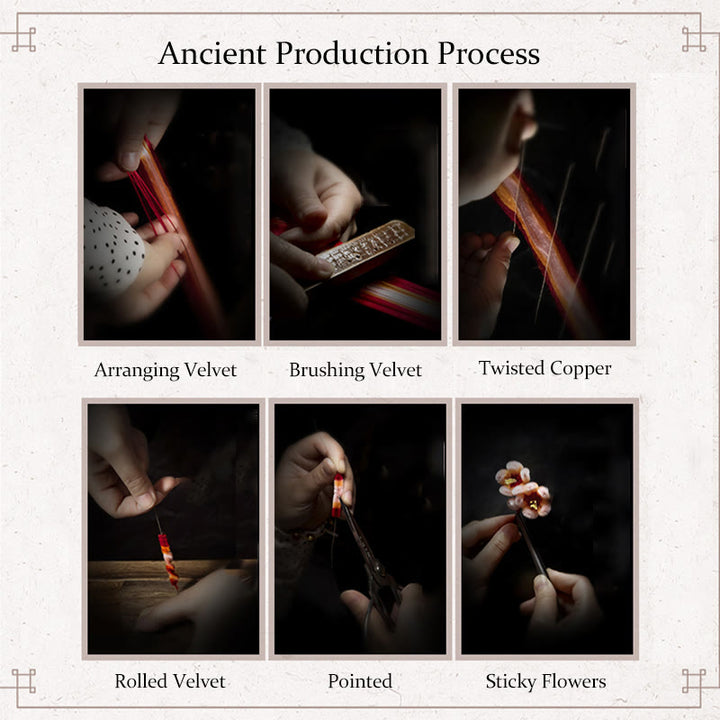 Broche de seda de morera con flor de durazno y terciopelo de Yangzhou hecho a mano con Buddha Stones