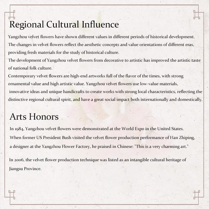 Broche de seda de morera con flor de durazno y terciopelo de Yangzhou hecho a mano con Buddha Stones