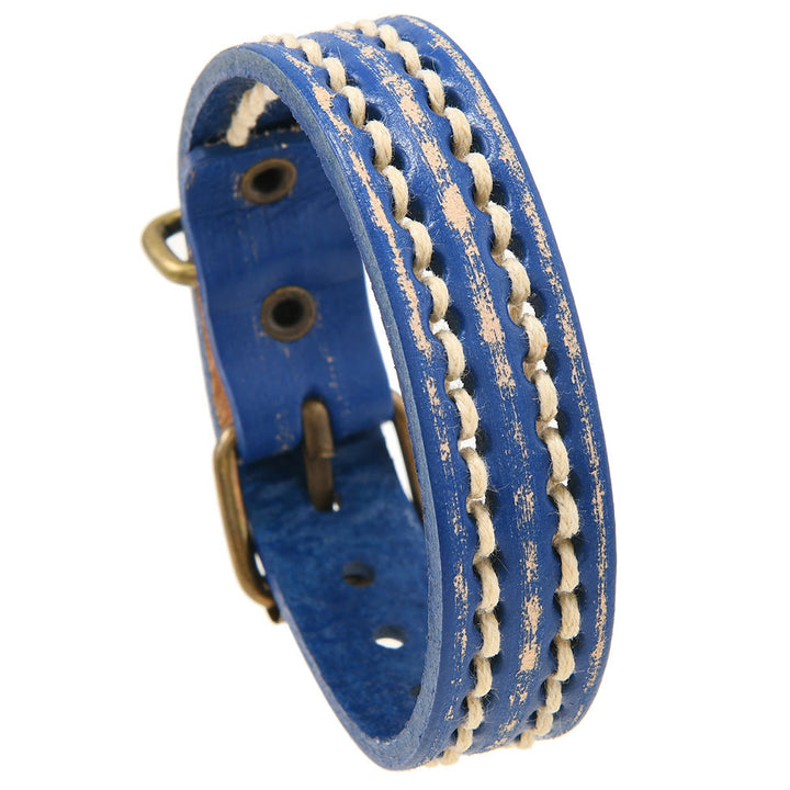 Pulsera de cuero vintage con hebilla ajustable y Buddha Stones