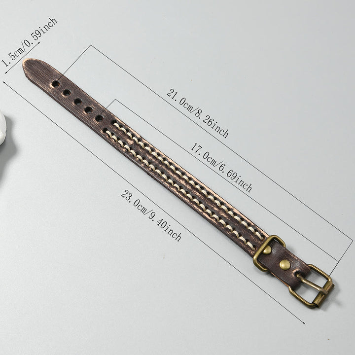 Pulsera de cuero vintage con hebilla ajustable y Buddha Stones