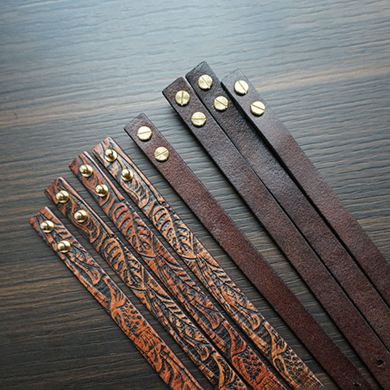 Pulsera de equilibrio con hebilla ajustable de cuero con estampado vintage de Buddha Stones