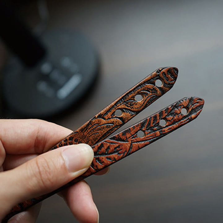 Pulsera de equilibrio con hebilla ajustable de cuero con estampado vintage de Buddha Stones