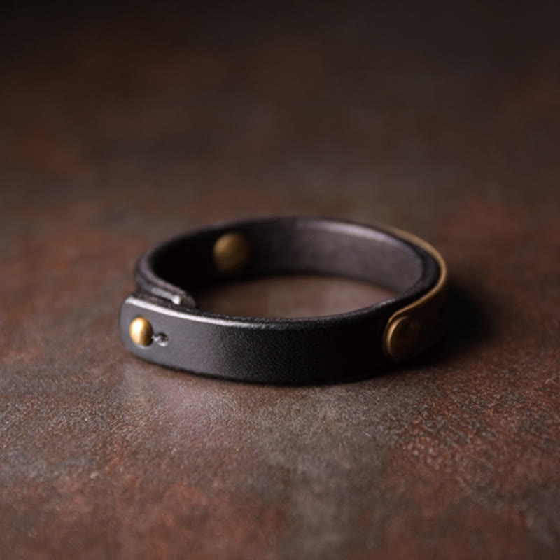 Pulsera de equilibrio de latón, cobre y cuero vintage con Buddha Stones