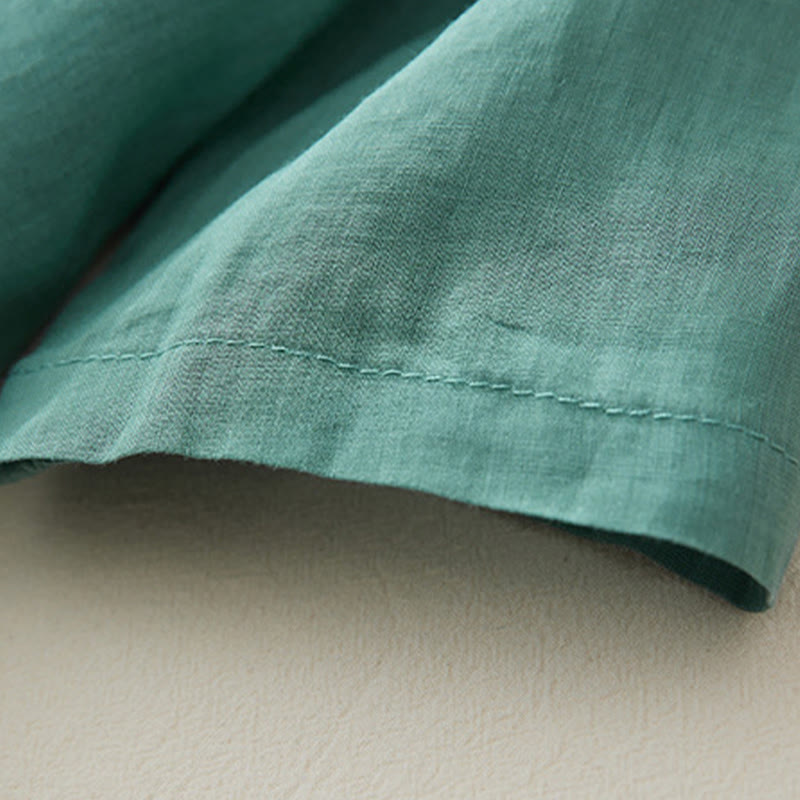 Camisa de lino y algodón con mangas tres cuartos y diseño de plantas bordadas para mujer con Buddha Stones - image 26