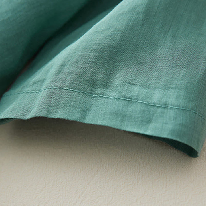 Camisa de lino y algodón con mangas tres cuartos y diseño de plantas bordadas para mujer con Buddha Stones - image 26