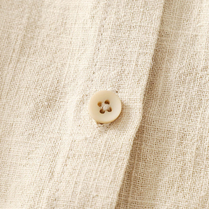 Camisa de lino y algodón lisa con diseño de manga larga y cuello alto holgado informal para mujer con Buddha Stones - image 9