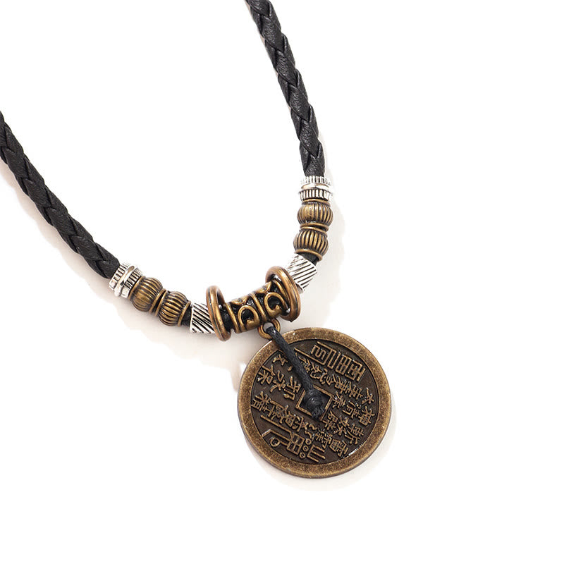 Colgante de collar con armonía de monedas de cobre de aleación Bagua con fantasmas de montaña y piedras de Buddha Stones que gastan dinero