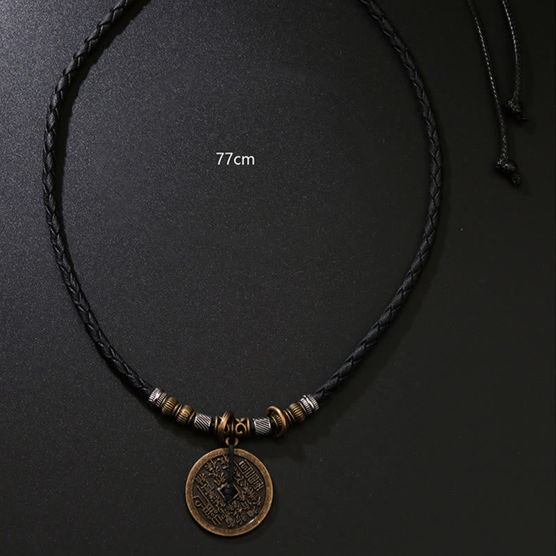 Colgante de collar con armonía de monedas de cobre de aleación Bagua con fantasmas de montaña y piedras de Buddha Stones que gastan dinero