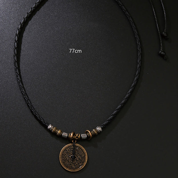 Colgante de collar con armonía de monedas de cobre de aleación Bagua con fantasmas de montaña y piedras de Buddha Stones que gastan dinero