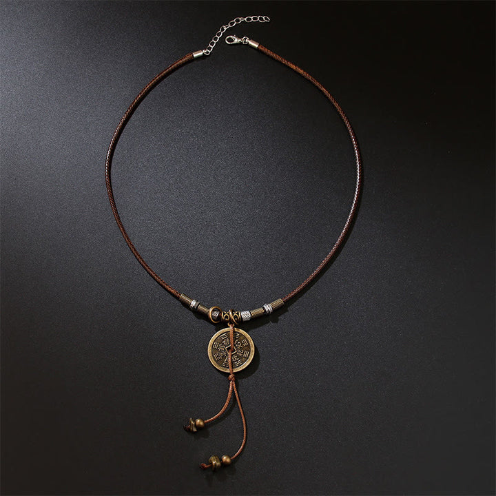 Colgante de collar con armonía de monedas de cobre de aleación Bagua con fantasmas de montaña y piedras de Buddha Stones que gastan dinero