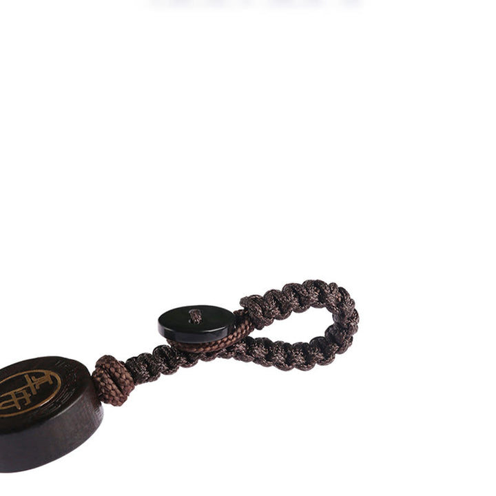 Llavero con protección de seguridad y bienestar de PiXiu con hojas pequeñas de sándalo rojo y Buddha Stones