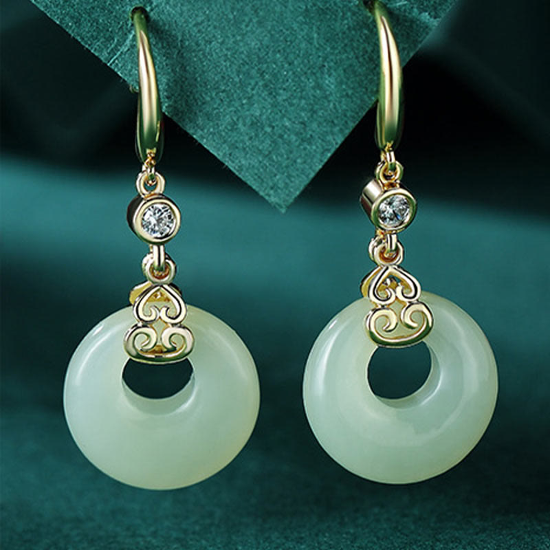 Pulsera, collar, colgante y pendientes de plata de ley 925 con Buddha Stones , jade hetiano natural, hebilla de la paz, circonita, suerte