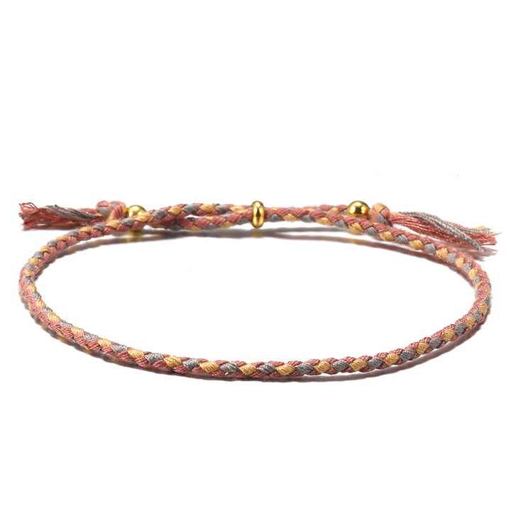 Pulsera de armonía ajustable con borlas trenzadas de cuerda de colores hecha a mano con Buddha Stones
