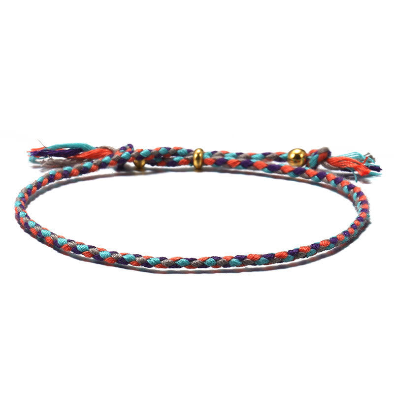 Pulsera de armonía ajustable con borlas trenzadas de cuerda de colores hecha a mano con Buddha Stones