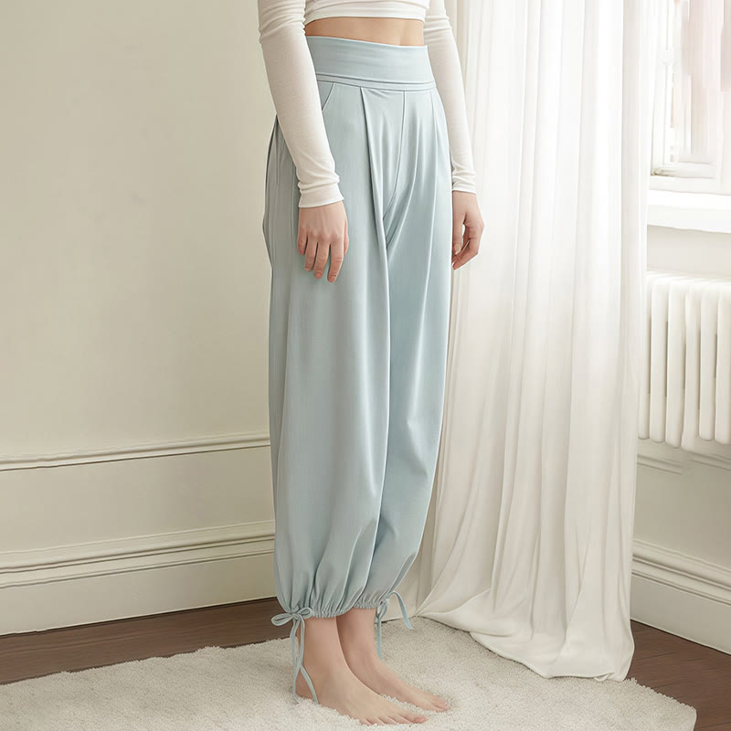 Pantalones Leica para mujer con bolsillos y dobladillo con cordón y estilo casual de Buddha Stones - image 2