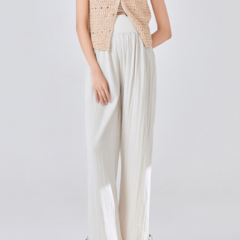 Pantalones anchos de viscosa para mujer, informales, lisos, sueltos, con cintura elástica alta y bolsillos, de Buddha Stones - image 2