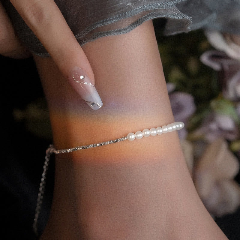 Tobillera protectora con cuentas de perla de plata de ley 925 y Buddha Stones - image 4