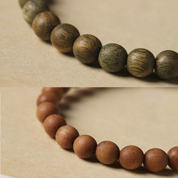 Pulsera positiva con forma de conejo y sándalo verde y dorado con Buddha Stones