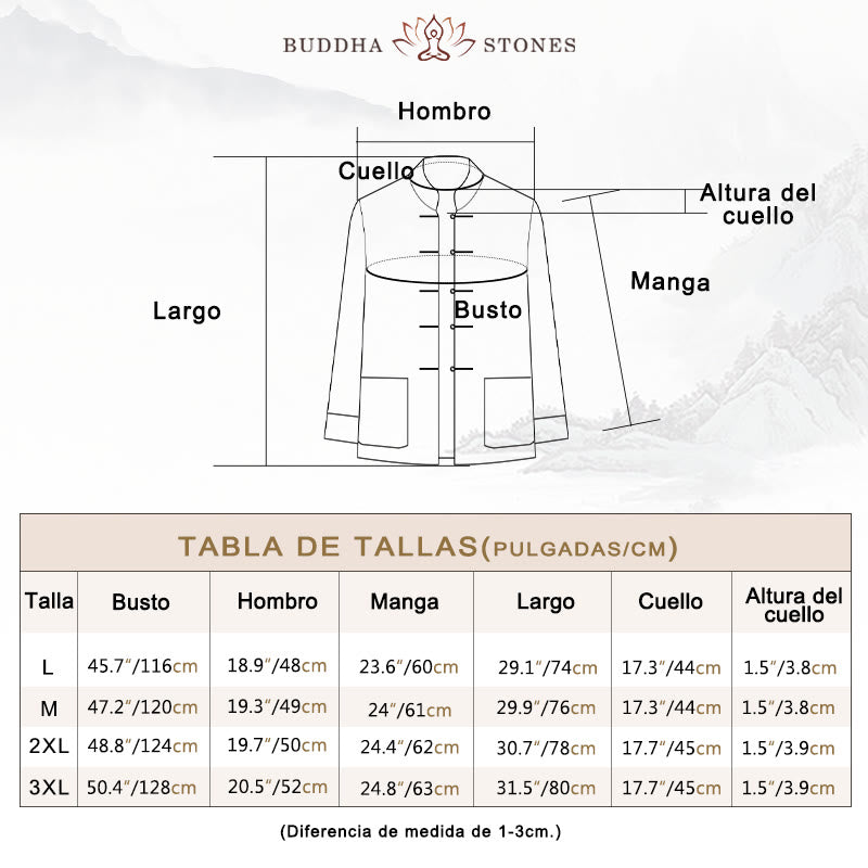 Conjunto de 2 Buddha Stones de traje Tang para hombre con estampado de peces Koi y botones de rana, camisa de manga larga y pantalones - image 5