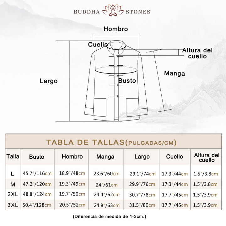 Conjunto de 2 Buddha Stones de traje Tang para hombre con estampado de peces Koi y botones de rana, camisa de manga larga y pantalones - image 5