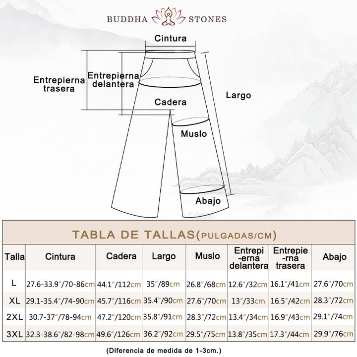 Pantalones anchos de lino y algodón de color liso para mujer con bolsillos y Buddha Stones - image 6