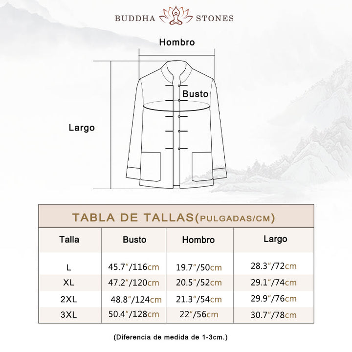 Conjunto de 2 piezas de camisa y pantalones de manga larga con botones de rana y dragón para hombre con Buddha Stones - image 6