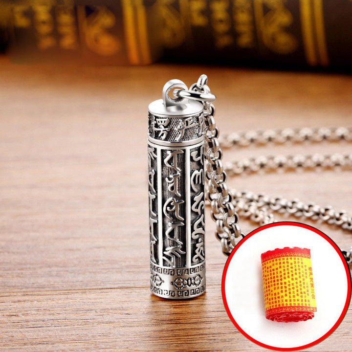 Collar con colgante de paz con diseño de vajra y mantra Shurangama de plata bañada en cobre con Buddha Stones tibetanas Om Mani Padme Hum - image 4