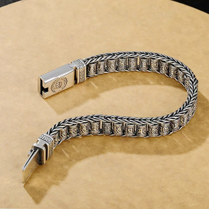 Pulsera de metal con Buddha Stones y hebilla de cobre tibetano con Om Mani Padme Hum y paz - image 3