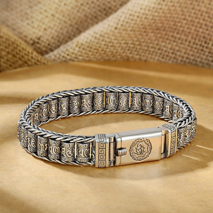 Pulsera de metal con Buddha Stones y hebilla de cobre tibetano con Om Mani Padme Hum y paz - image 8