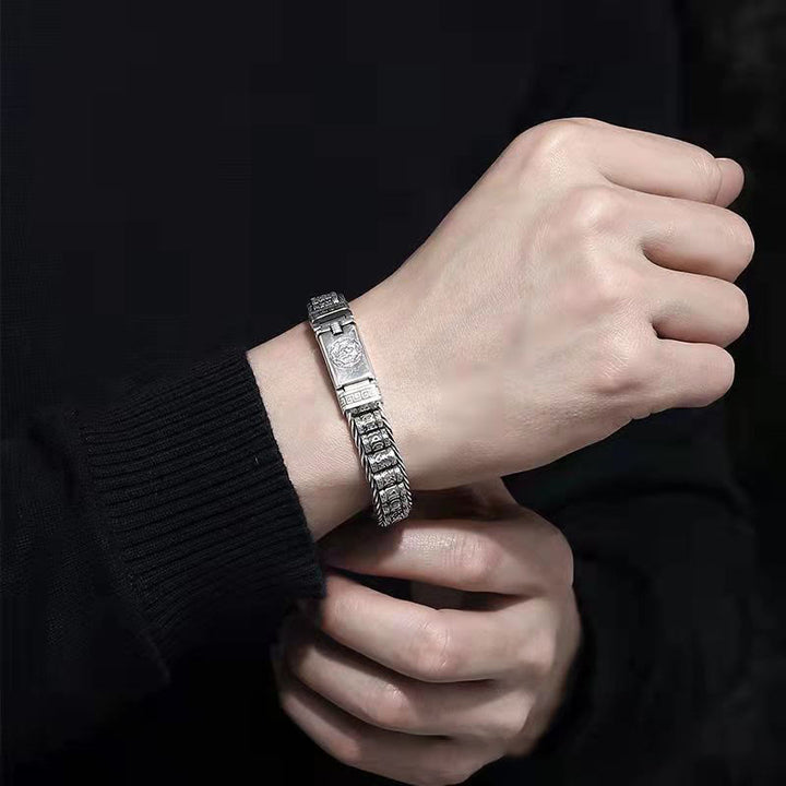 Pulsera de metal con Buddha Stones y hebilla de cobre tibetano con Om Mani Padme Hum y paz - image 4