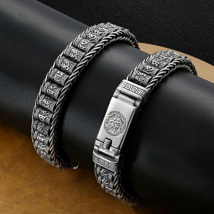 Pulsera de metal con Buddha Stones y hebilla de cobre tibetano con Om Mani Padme Hum y paz - image 9