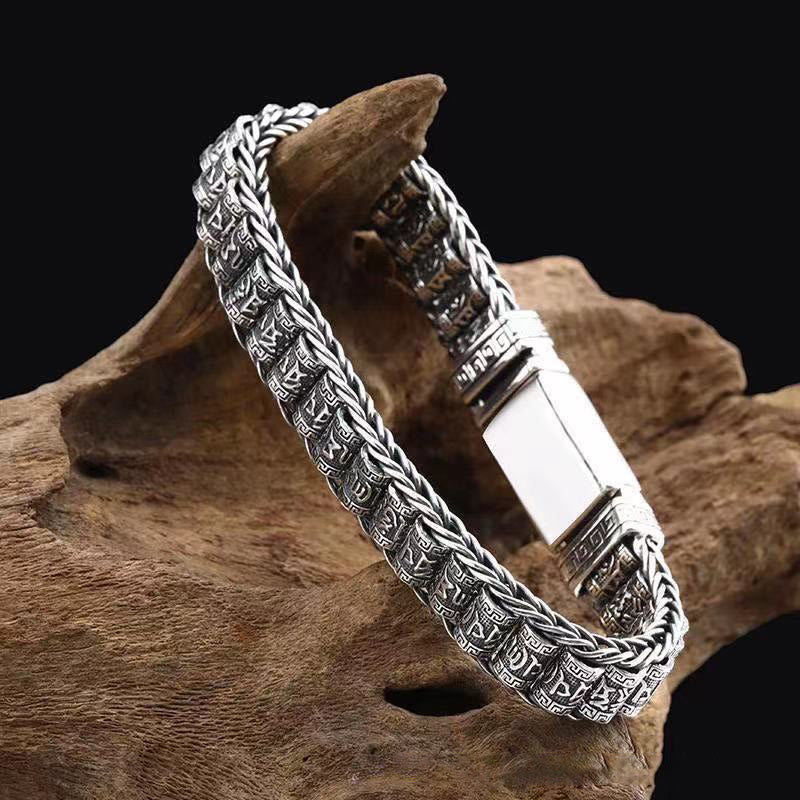 Pulsera de metal con Buddha Stones y hebilla de cobre tibetano con Om Mani Padme Hum y paz - image 2