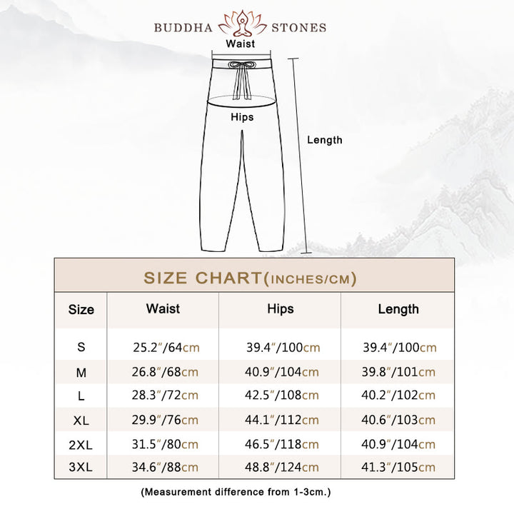 Pantalones harén de algodón liso con cordón y bolsillos para mujer con Buddha Stones - image 3