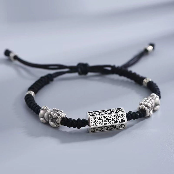 Pulsera trenzada de cobre con Buddha Stones, hilo negro tibetano, protección Om Mani Padme Hum Pixiu