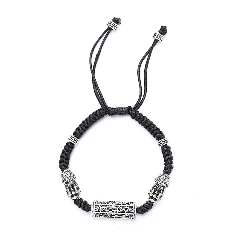 Pulsera trenzada de cobre con Buddha Stones, hilo negro tibetano, protección Om Mani Padme Hum Pixiu