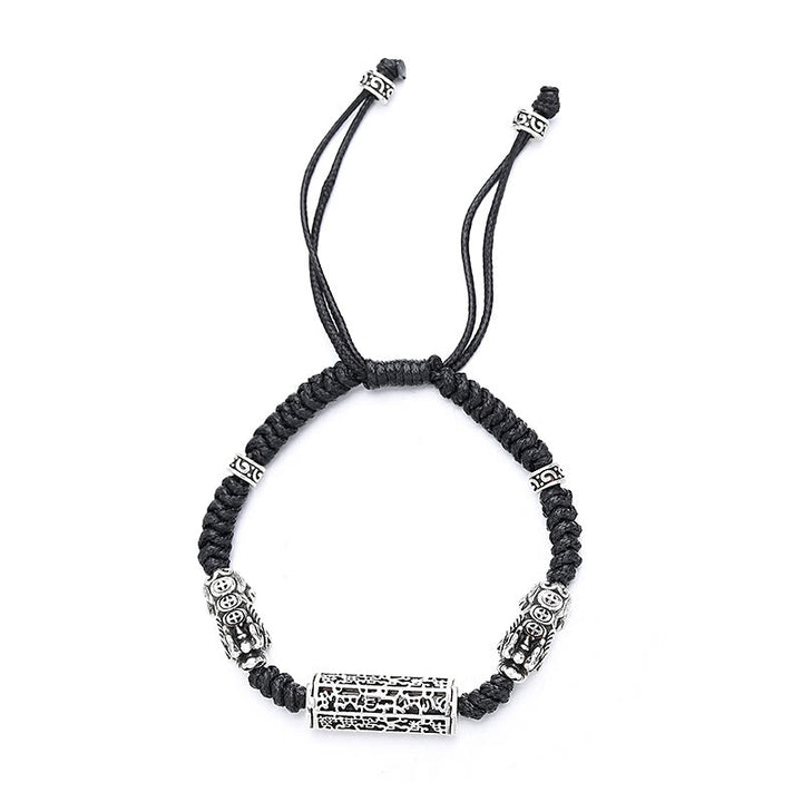 Pulsera trenzada de cobre con Buddha Stones, hilo negro tibetano, protección Om Mani Padme Hum Pixiu