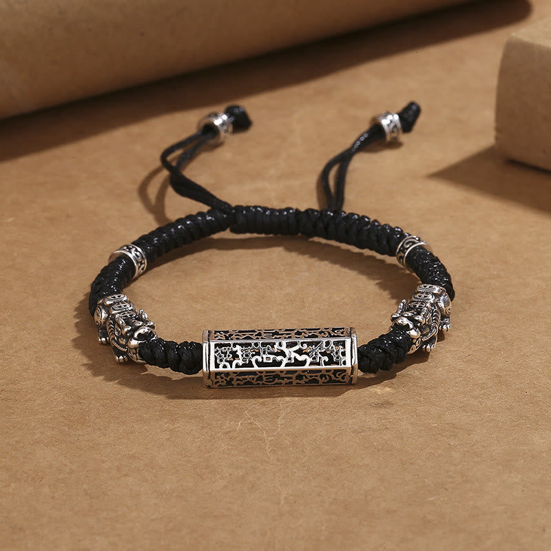 Pulsera trenzada de cobre con Buddha Stones, hilo negro tibetano, protección Om Mani Padme Hum Pixiu